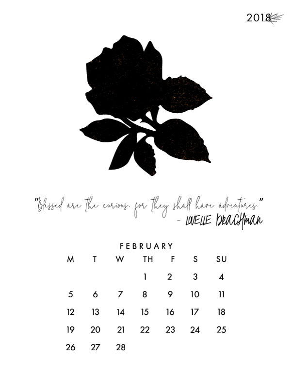 February Printable Desk Calendar